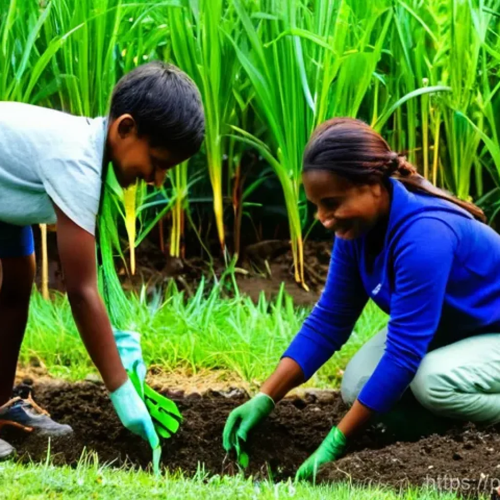 자연 생태계 복원 이론과 실무 - **Prompt:** A vibrant, sunny outdoor scene depicting a diverse group of people, including children (...