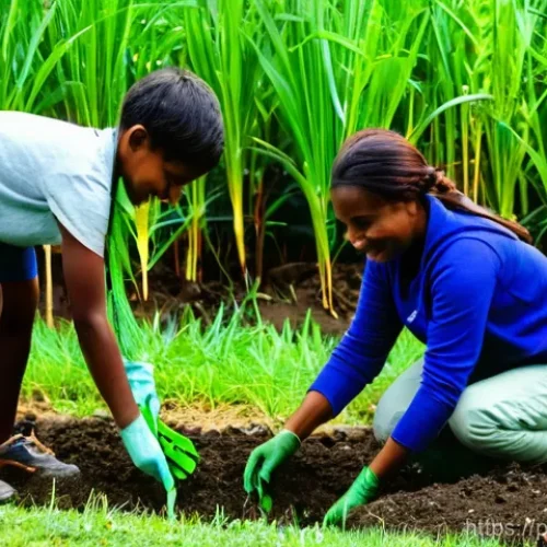 Home 27 자연 생태계 복원 이론과 실무 - **Prompt:** A vibrant, sunny outdoor scene depicting a diverse group of people, including children (...