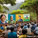 Home 18 생태환경 정책 제안서 작성법 - A vibrant community meeting in a Brazilian rural village focused on environmental protection, featur...